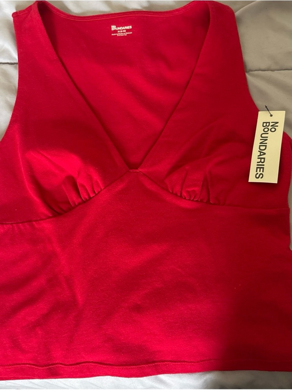 No Boundaries Red V-Neck Tank Top
